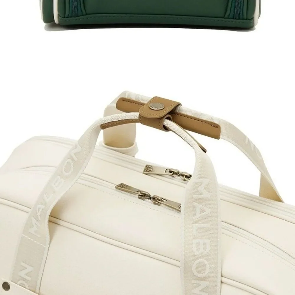 Malbon Golf Green White Travel Duffle Bag Weekender Carry-On Shoulder Strap